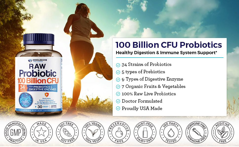 Organic Probiotics 100 Billion CFU - Wholesome Wellness